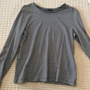 Zara Gray Striped Women's Top